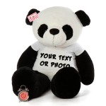 Giant Personalized Panda Teddy Bear Soft Toy wearing Customized Photo and Message Tshirt